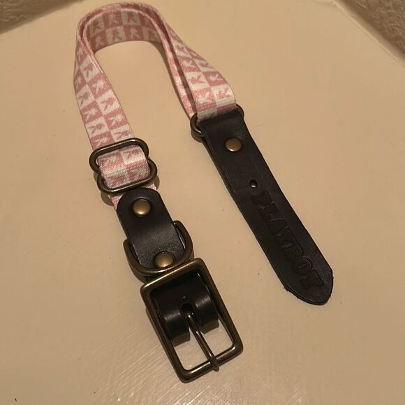 Playboy Large Dog Collar Pink Checkered Bunny Print Buckle Closure New - Picture 3 of 10